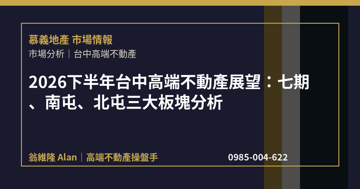 2026下半年台中高端不動產展望：七期、南屯、北屯三大板塊分析