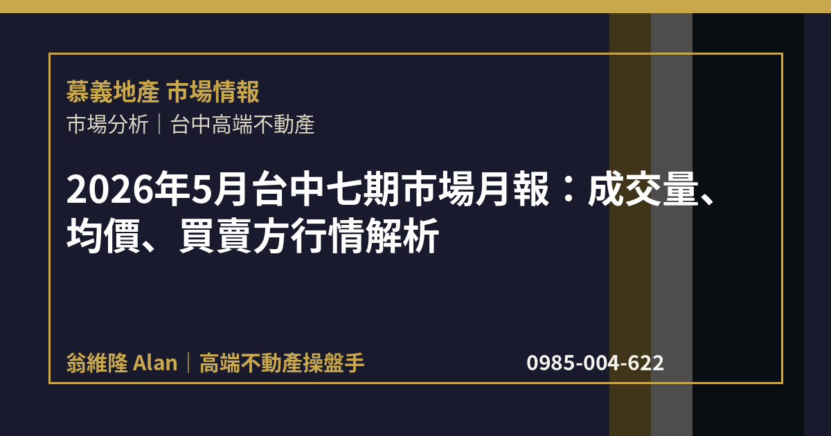 2026年5月台中七期市場月報：成交量、均價、買賣方行情解析
